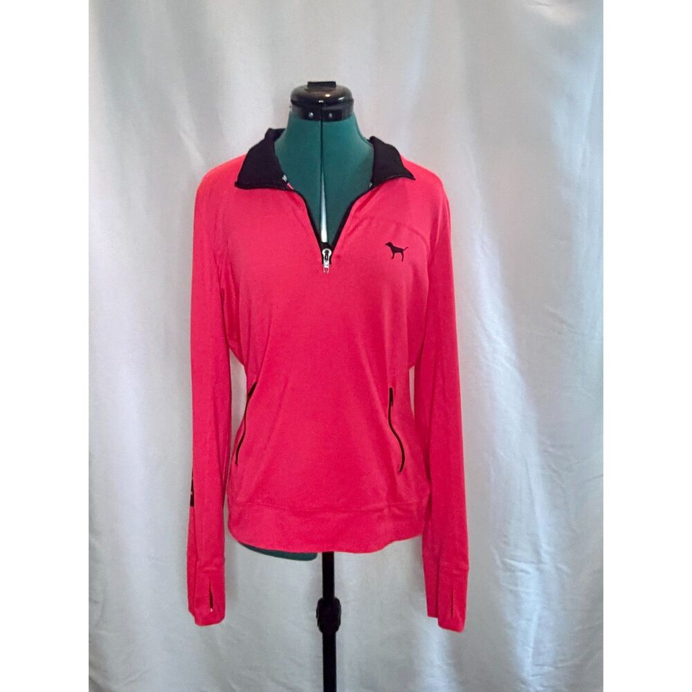 Victoria's Secret PINK Ultimate half-zip pullover in hot pink. Size medium